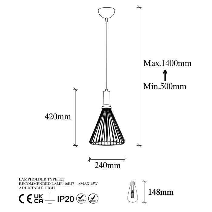 Opviq Dear - 11210 Lámpara de Araña Moderna Negro y Antiguo